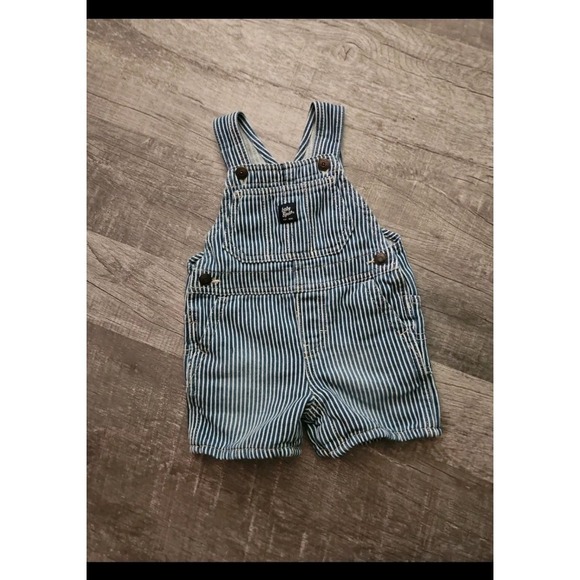 OshKosh B’gosh Other - OshKosh B'Gosh Baby Hickory Stripe Shortalls Railroad Denim Overalls - Size 12 M